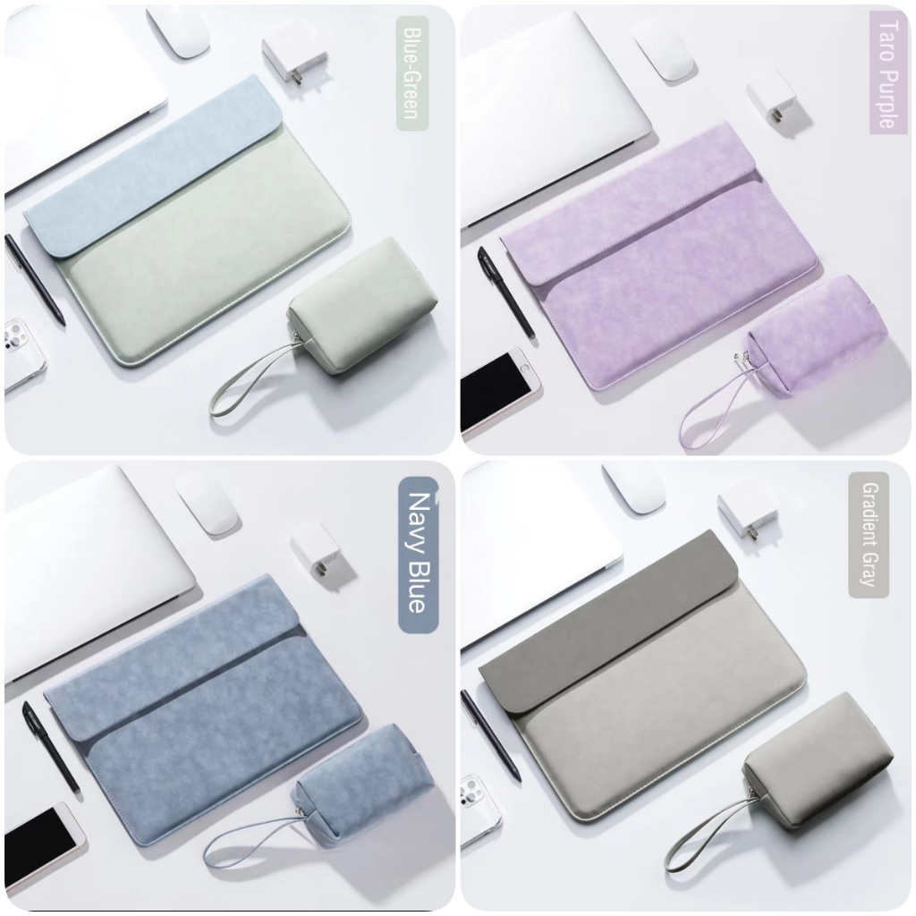Túi Da Đựng Laptop 13.3 / 14.1 / 15.4 Inch Chống Thấm Nước Thiết Kế Đơn Giản