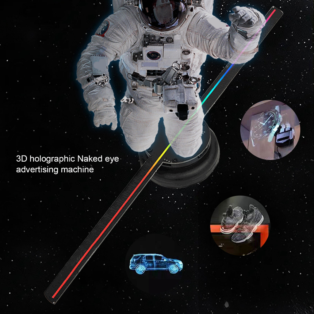 ▲ Quạt 3D Hologram 224LED 400x400mm WiFi Điều khiển từ xa Màn hình quảng cáo máy chiếu 100‑240V