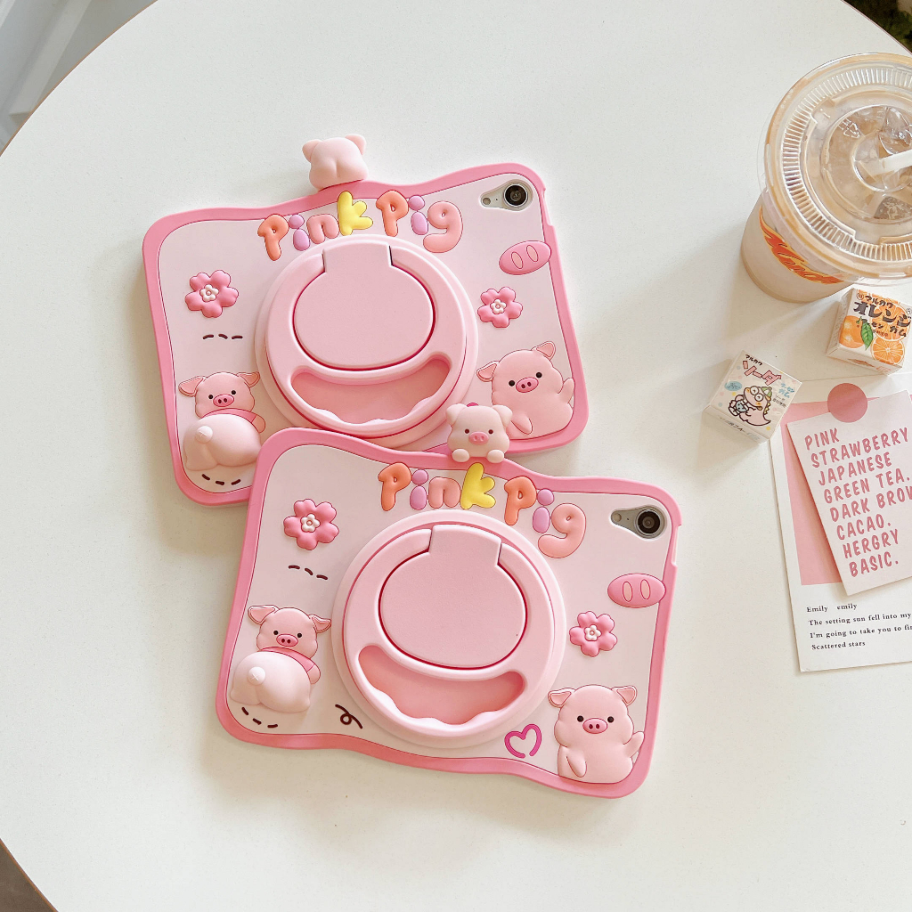 Bao Da Máy Tính Bảng Hình Heo Hoạt Hình Xoay 360 Độ Cho iPad Air 5 4 2022 10.2 7th 8th 9th 10th 2022 Mini 1 2 3 4 5 6 9.7 6th Pro 11 2020