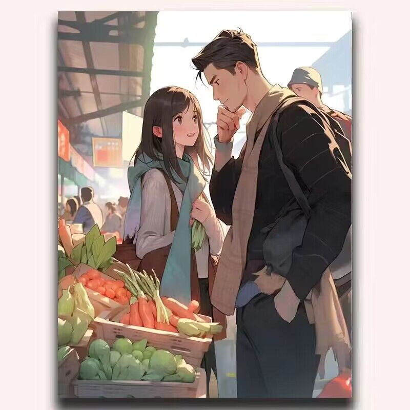 Hamlettranh tô màu theo số/phim hoạt hình tự làm/cuộc sống lứa đôi tươi trẻ/tranh trang trí