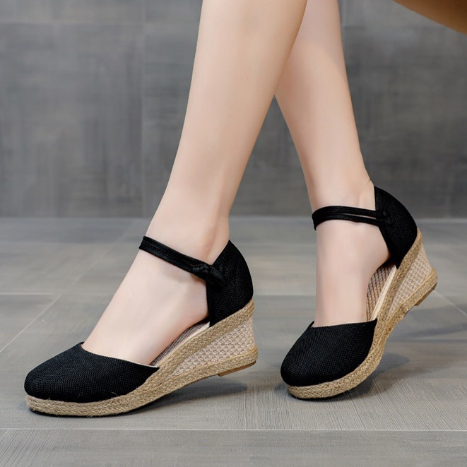 2023 Mới Phong Cách Retro Giày Xăng Đan Thời Trang Nữ Thoải Mái Chống Trơn Trượt Đế Dày Cao Gót Chịu Mài Mòn Giày Dép