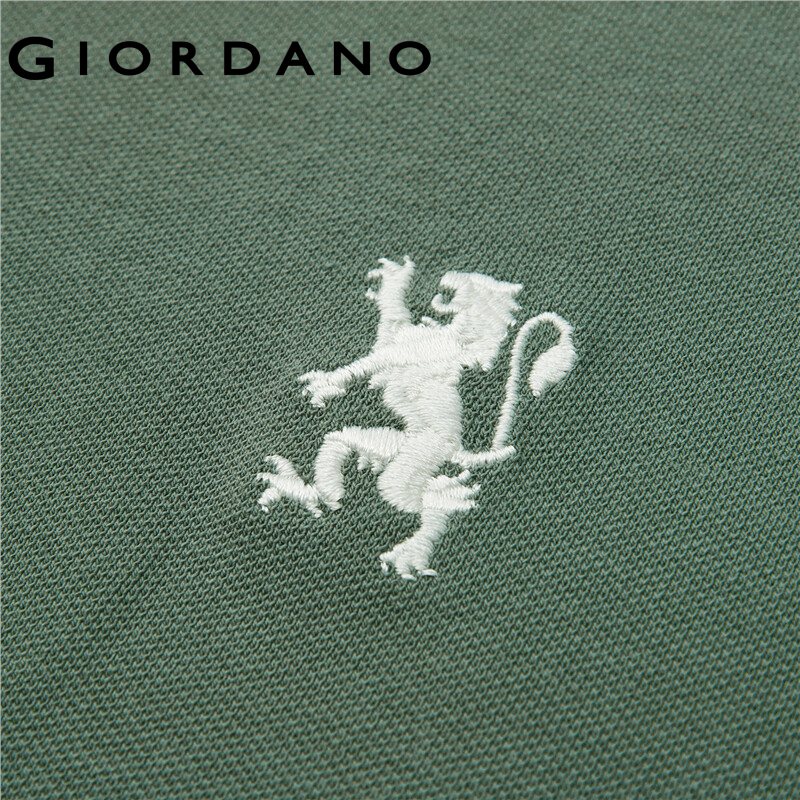 GIORDANO Áo sơ mi nam tay ngắn thêu sư tử nhiều màu có sẵn 01013411