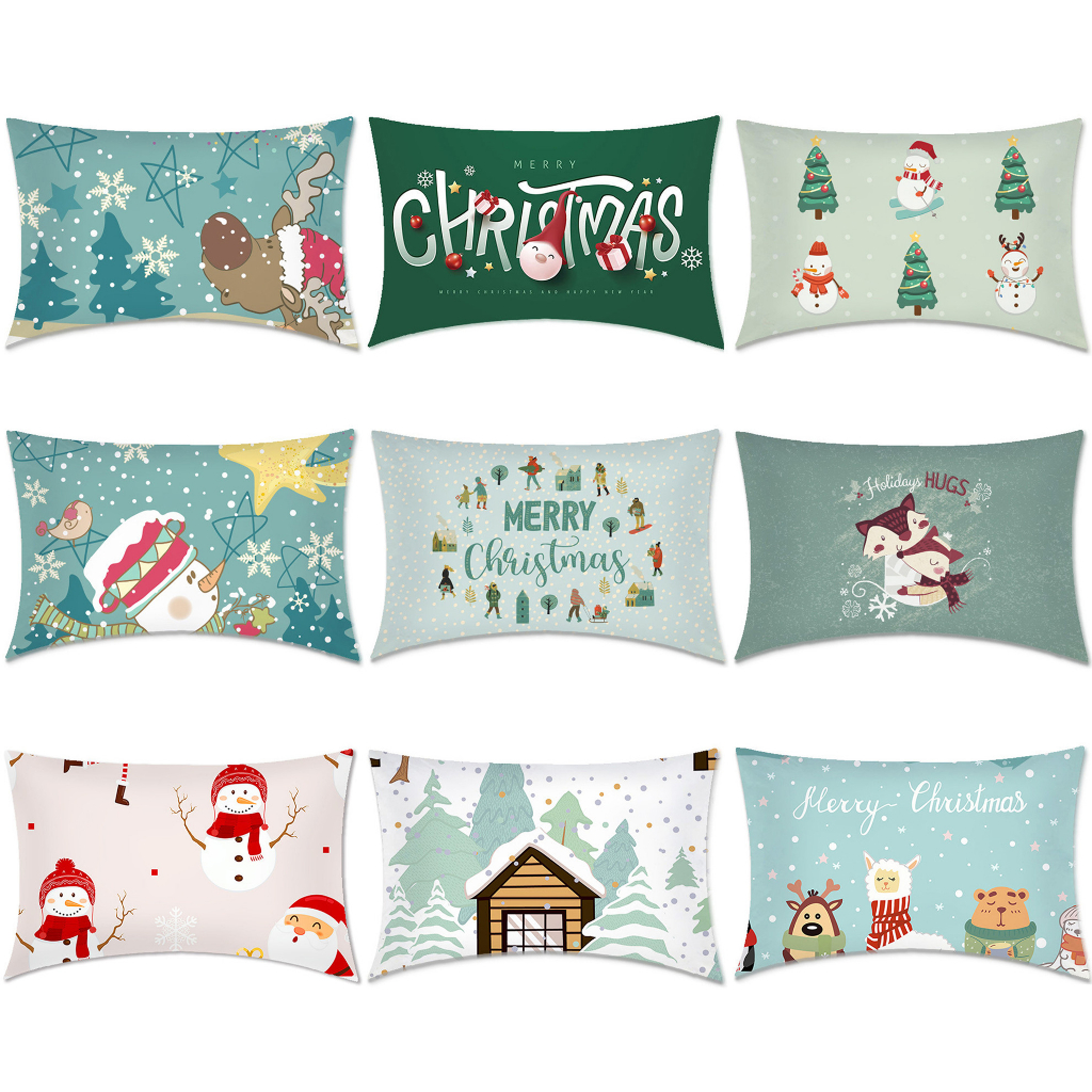 Áo Gối Kích Thước 50Cmx70 cm.40 Cmx60 cm.30 Cmx50 cm Bằng Chất Liệu Cotton Hoạ Tiết Giáng Sinh Xinh Xắn Đẹp Mắt