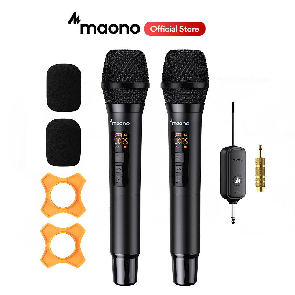 Micro không dây cầm tay MAONO WM760 karaoke thu âm chuyên nghiệp hỗ trợ loa/thẻ âm thanh/ bàn trộn