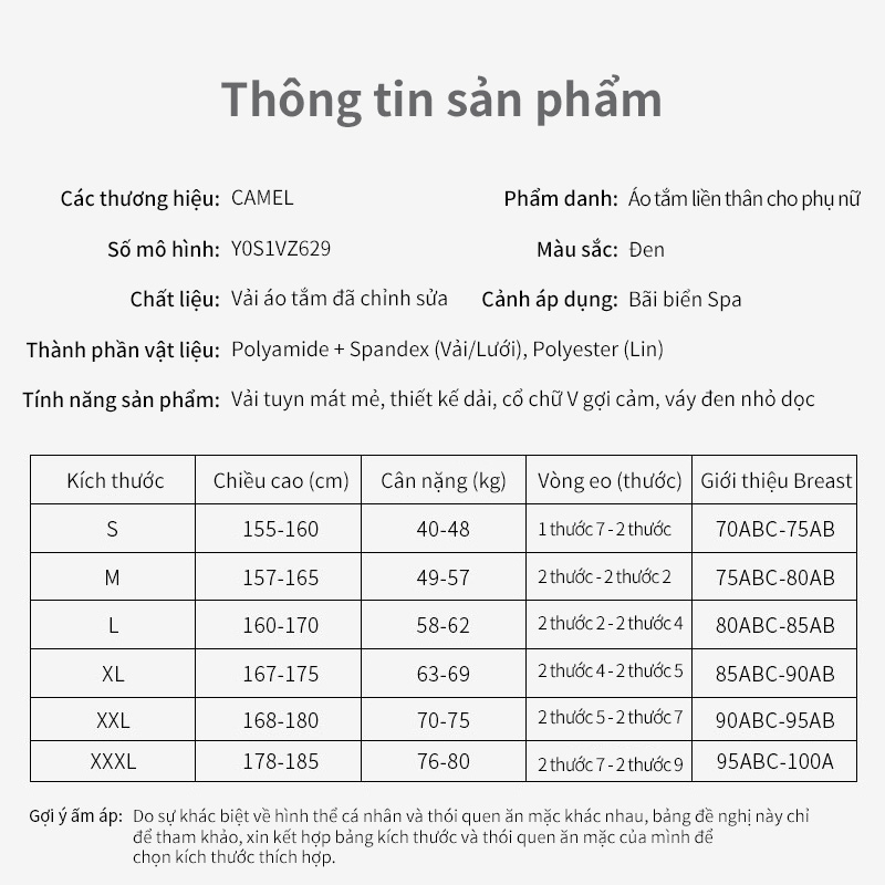 CAMEL SPORTS Đồ bơi một mảnh thể thao thời trang mùa hè cho nữ