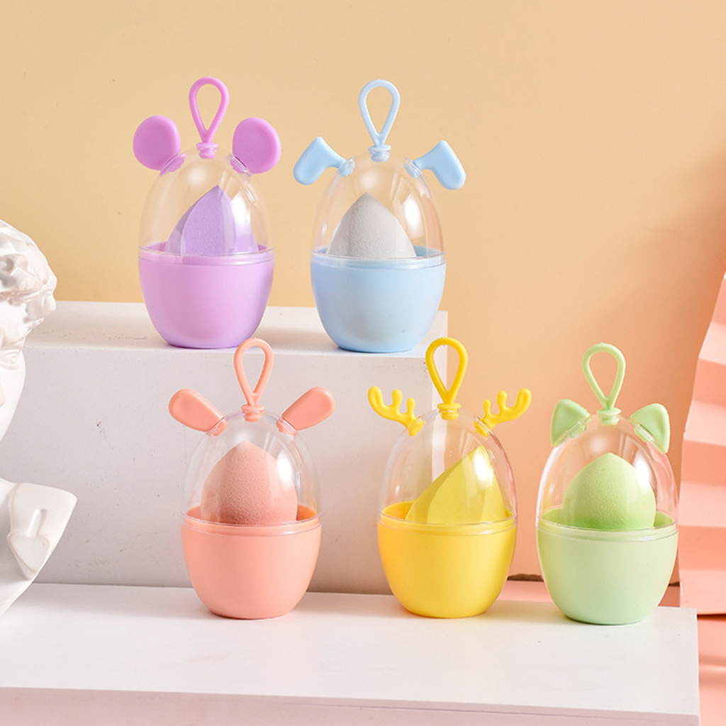 Hộp Đựng Mút Trang Điểm Hoạt Hình Chống Bụi Có Dây Treo