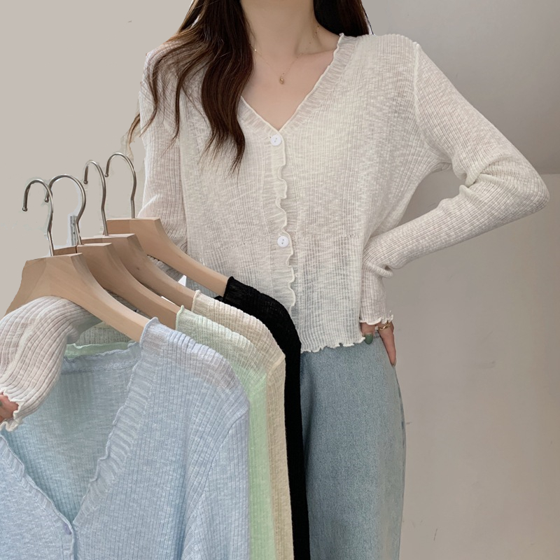WANG JIAO ZHAN Áo khoác cardigan dệt kim chống nắng WANG JIAO ZHAN