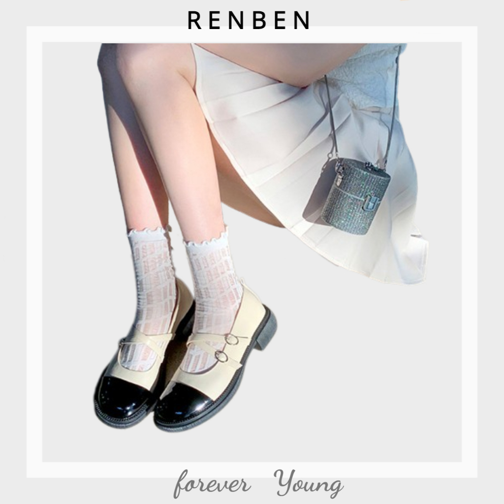 Giày Da Đế Dày Quai Chéo Phong Cách Retro Mary Jane