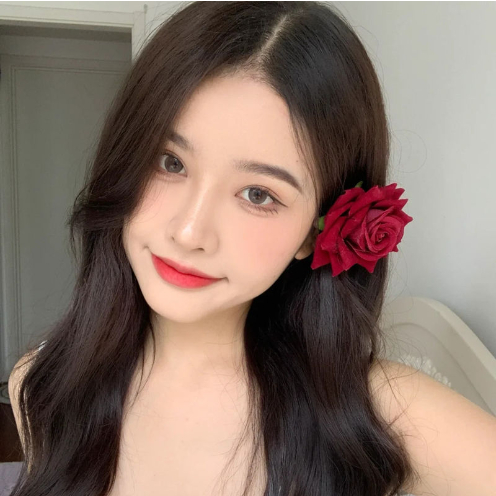 Kẹp Tóc Hình Hoa Hồng Đỏ Phong Cách Retro Cho Nữ