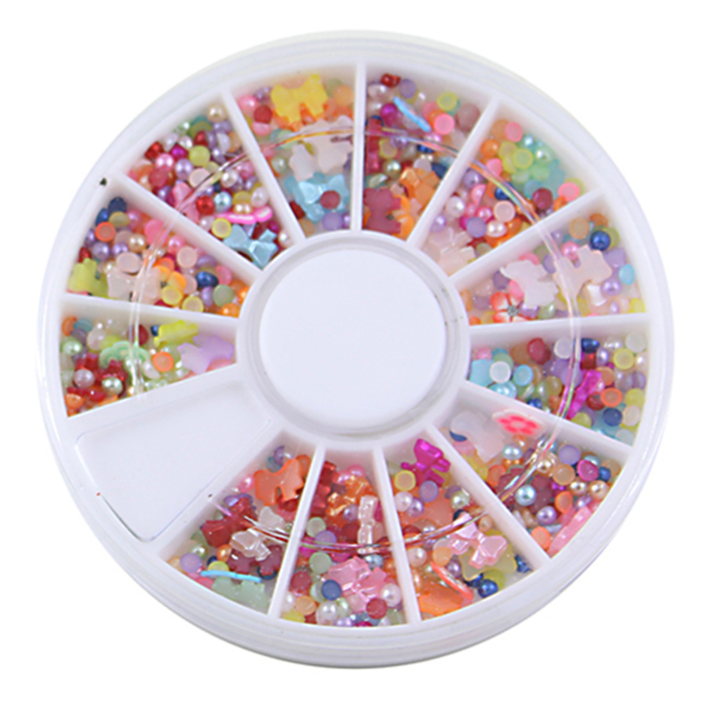 Set 1200 hạt hình hoa nhiều màu sắc độc đáo dùng trang trí móng tay tiện dụng