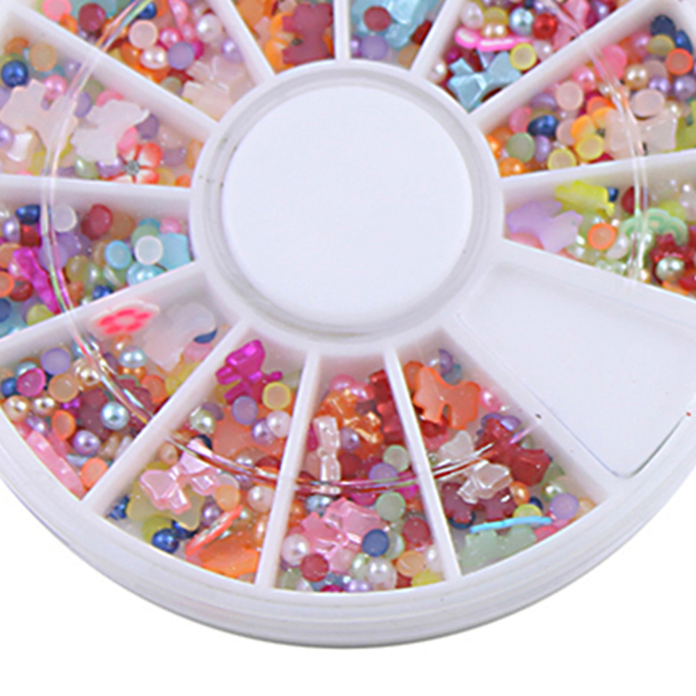 Set 1200 hạt hình hoa nhiều màu sắc độc đáo dùng trang trí móng tay tiện dụng