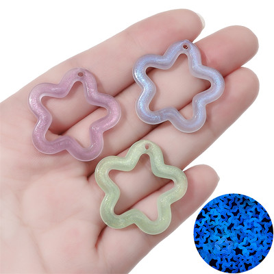 Beadia Set 10 Hạt Cườm Xỏ Lỗ Hình Ngôi Sao Bằng acrylic Kích Thước 30x30mm Dùng Để Làm Trang Sức DIY