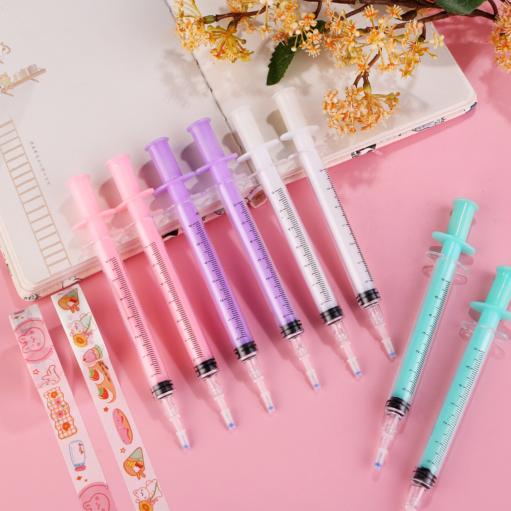 Bút Mực Gel Hình Ống Tiêm Nhiều Màu Sắc Sáng Tạo Cho Học Sinh