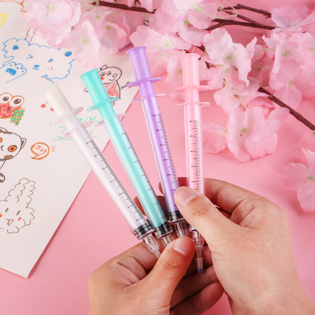 Bút Mực Gel Hình Ống Tiêm Nhiều Màu Sắc Sáng Tạo Cho Học Sinh