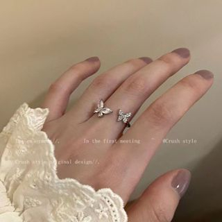 ✨✨Nhẫn mạ bạc hình bướm đính đá zircon phong cách Hàn Quốc