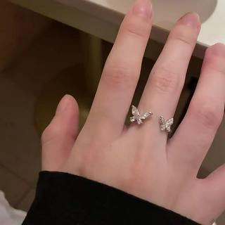 ✨✨Nhẫn mạ bạc hình bướm đính đá zircon phong cách Hàn Quốc