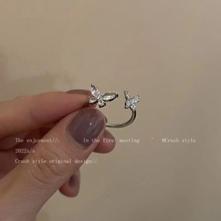 ✨✨Nhẫn mạ bạc hình bướm đính đá zircon phong cách Hàn Quốc