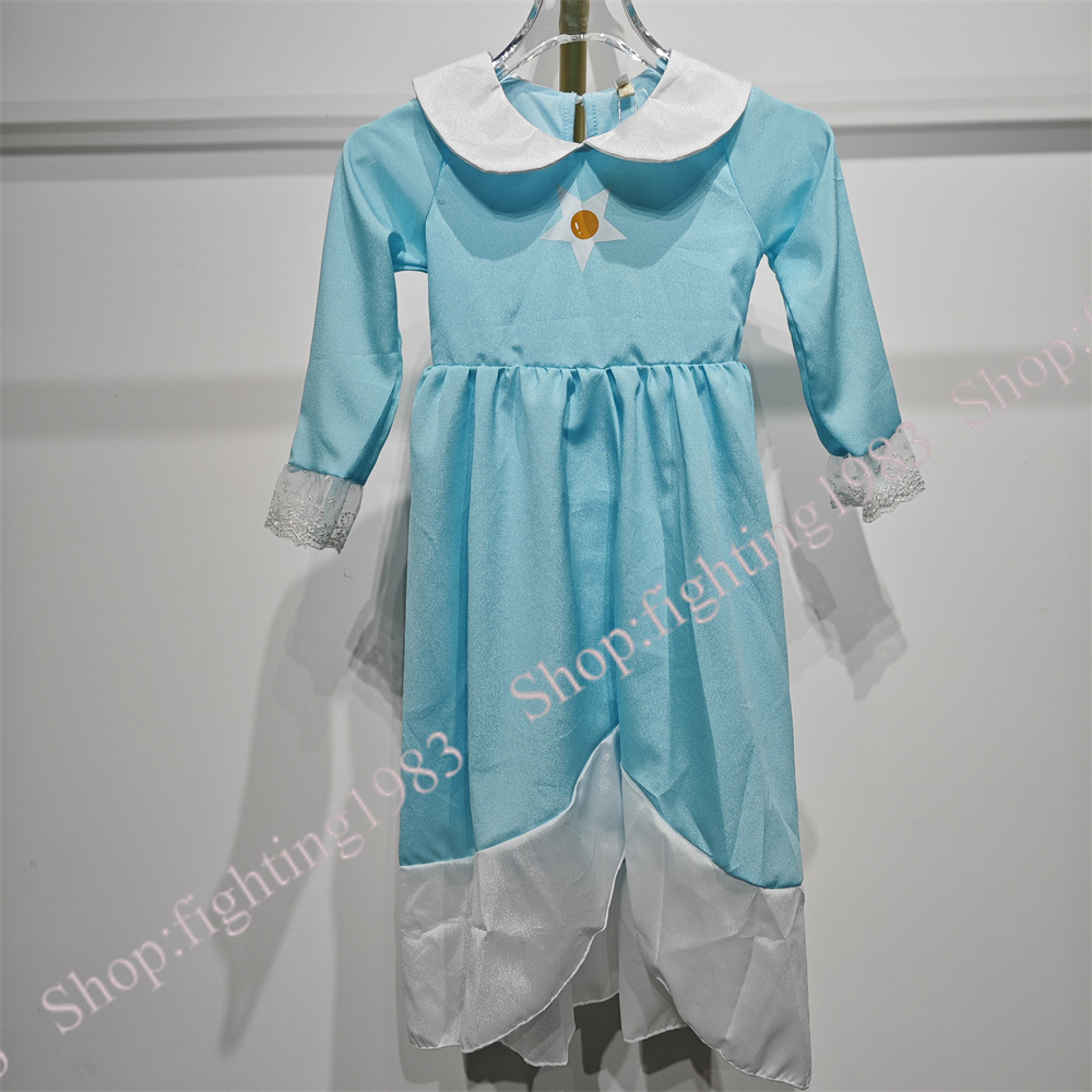 Đầm Công Chúa Tay Phồng Phối Ren Màu Hồng / Trắng / Vàng Họa Tiết Super Mario Dễ Thương Cho Bé Gái