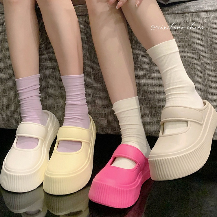Dép Sục cross Nữ Dép Mary Jane Đế Dày Màu Trơn Đơn Giản Dễ Thương Thời Trang Mùa Hè HZFWS1705