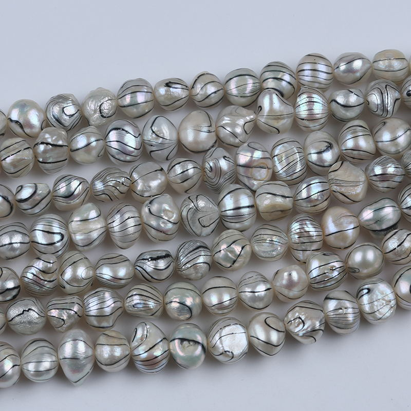 Cuộn Dây Ngọc Trai Tự Nhiên Dài 18cm Dài 7-8mm Màu Sắc