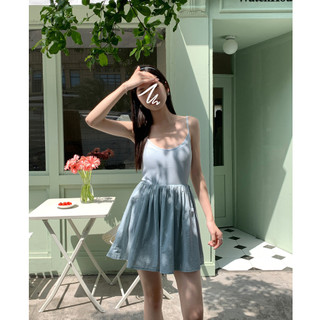 【JMWOMEN】Đầm Hai Dây Dáng Chữ a Lưng Cao Phong Cách Hàn Quốc Ngọt Ngào Cho Nữ