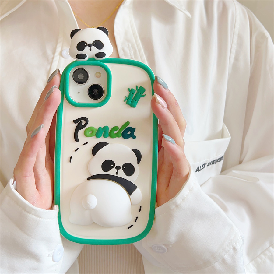 Ốp Điện Thoại Silicon Mềm Họa Tiết Gấu Trúc Hoạt Hình Dễ Thương Cho iPhone 12 13 14 Pro Max