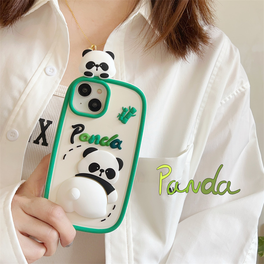 Ốp Điện Thoại Silicon Mềm Họa Tiết Gấu Trúc Hoạt Hình Dễ Thương Cho iPhone 12 13 14 Pro Max
