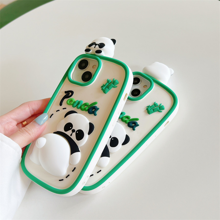Ốp Điện Thoại Silicon Mềm Họa Tiết Gấu Trúc Hoạt Hình Dễ Thương Cho iPhone 12 13 14 Pro Max