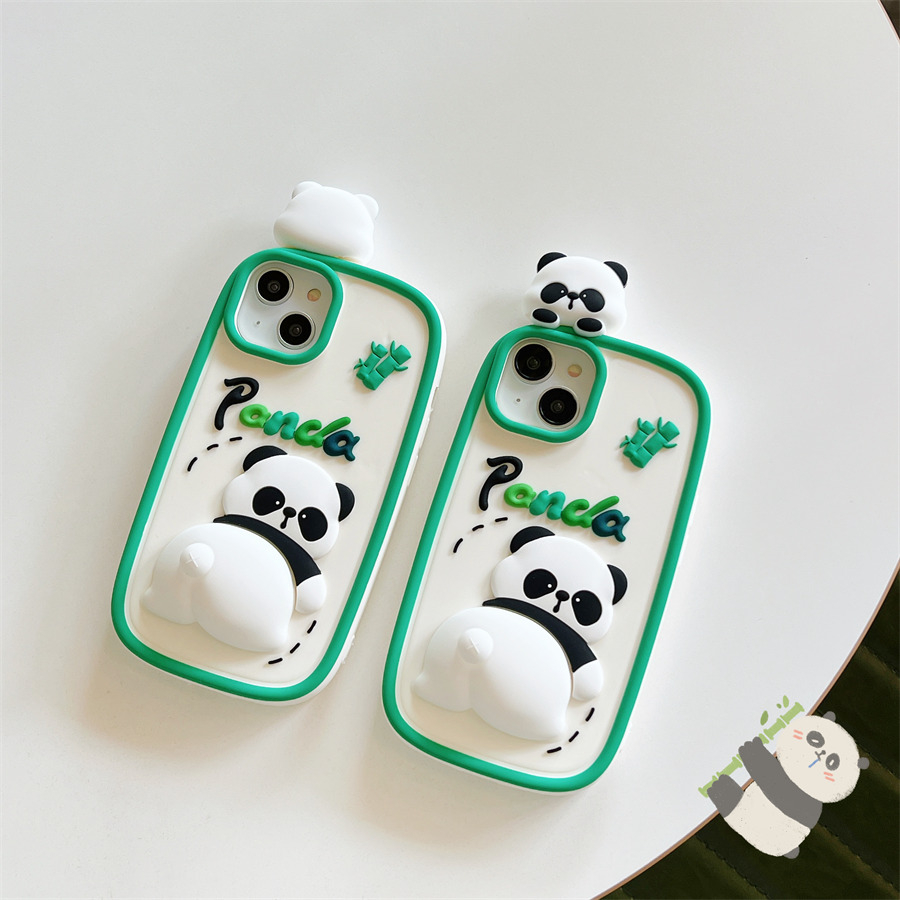 Ốp Điện Thoại Silicon Mềm Họa Tiết Gấu Trúc Hoạt Hình Dễ Thương Cho iPhone 12 13 14 Pro Max