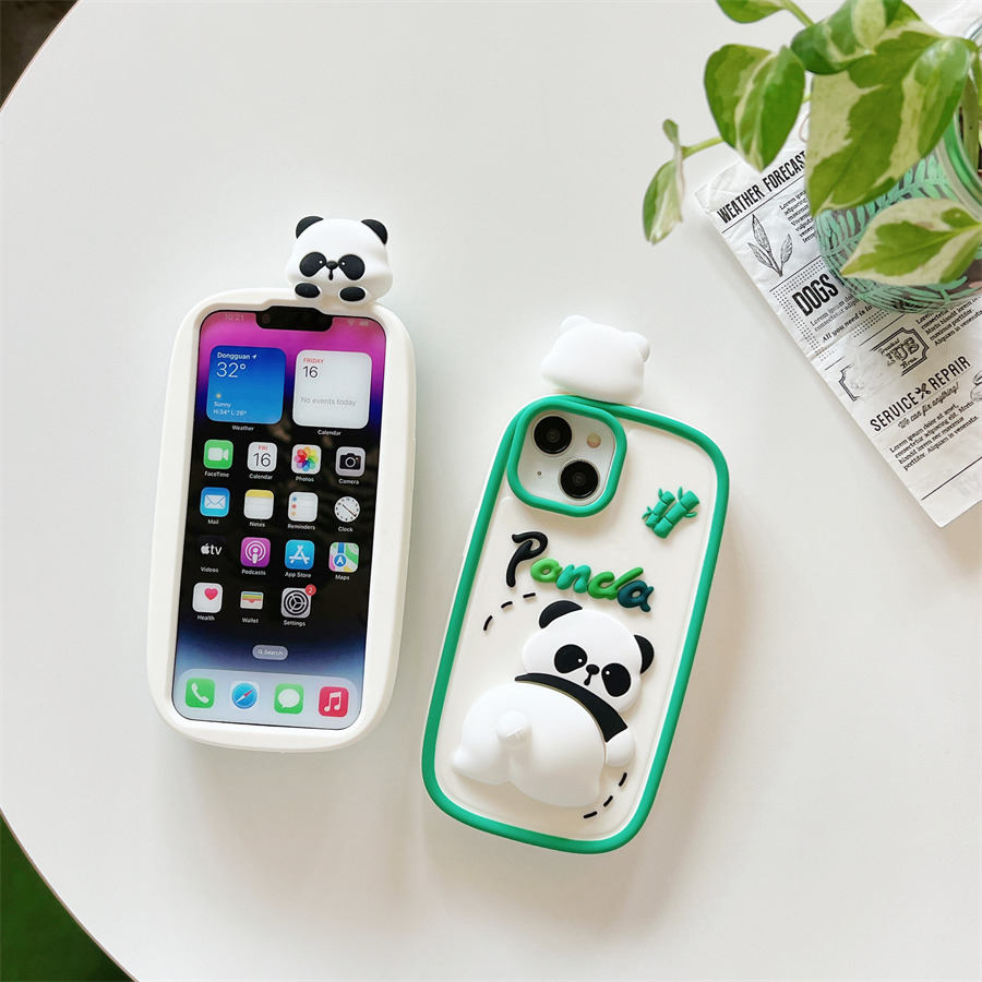 Ốp Điện Thoại Silicon Mềm Họa Tiết Gấu Trúc Hoạt Hình Dễ Thương Cho iPhone 12 13 14 Pro Max