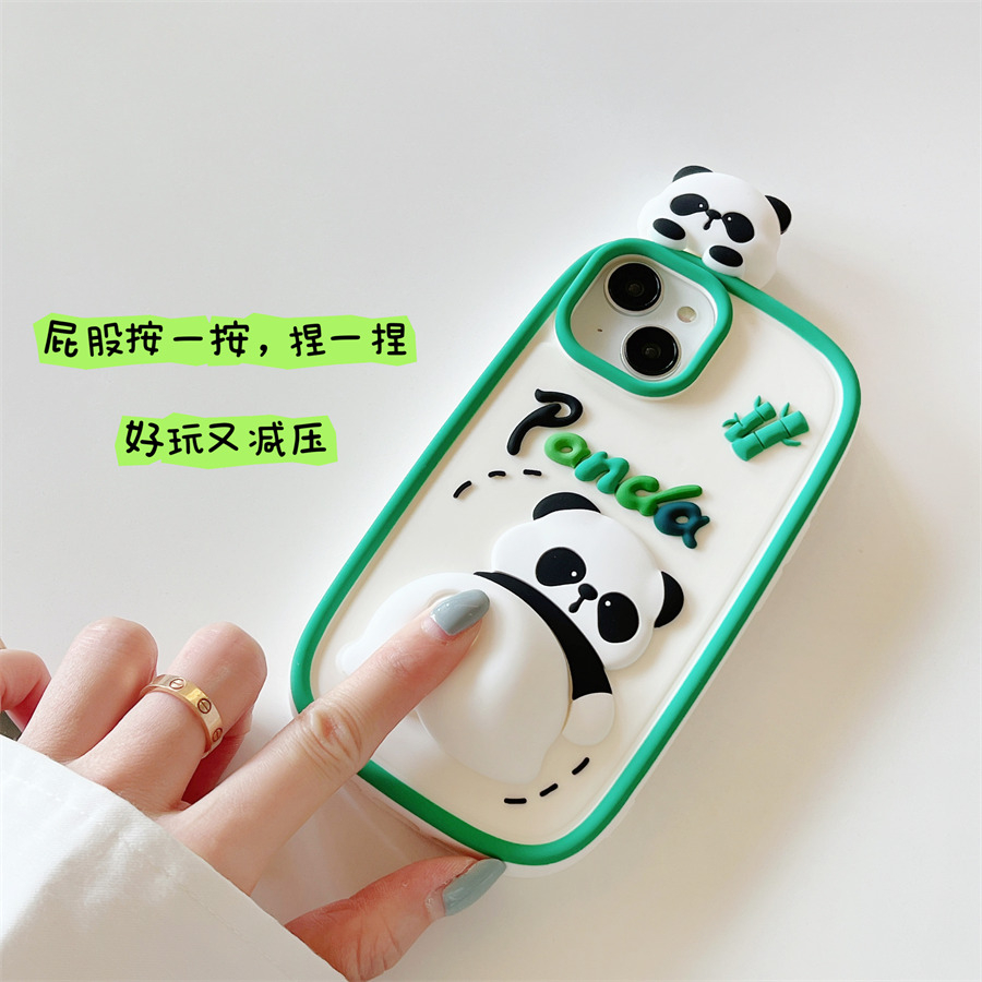 Ốp Điện Thoại Silicon Mềm Họa Tiết Gấu Trúc Hoạt Hình Dễ Thương Cho iPhone 12 13 14 Pro Max