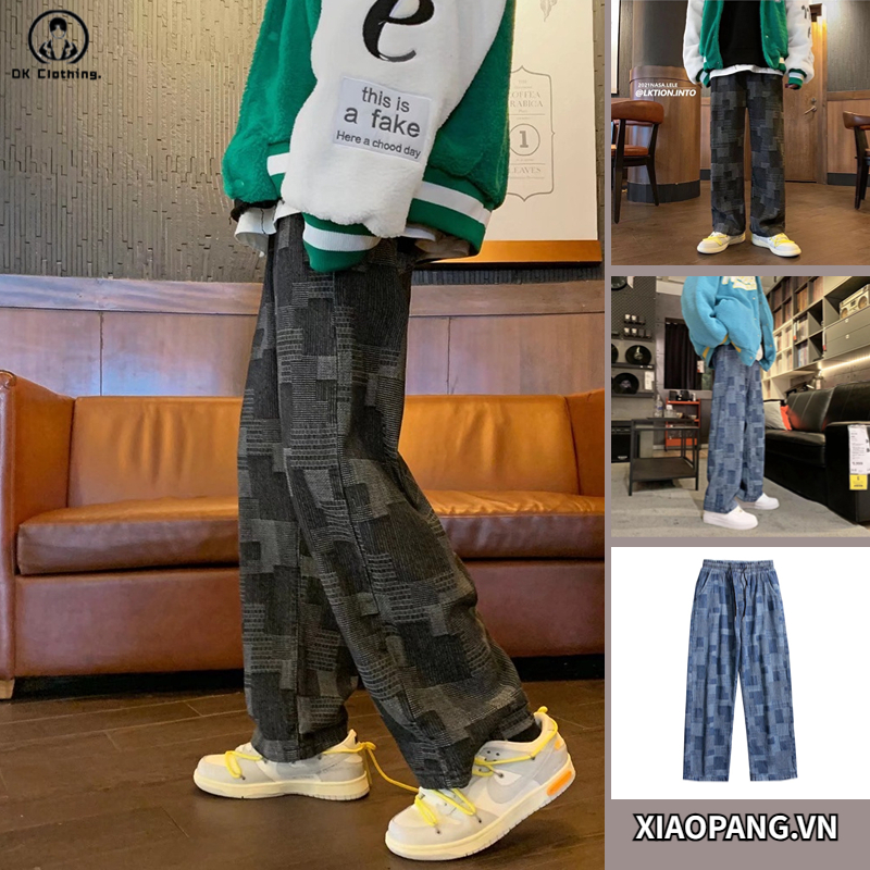 Quần jeans dài ống rộng thời trang thu đông dành unisex quần jean xanh quần jean ống đứng lưng cao quần ống rộng