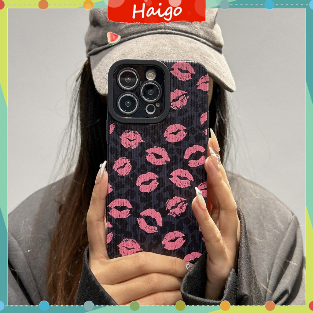 Ốp Điện Thoại Nhựa Mềm In Pink Lipprint Dermatoglyph Cho iPhone14 13 12 Mini 11 PRO MAX 6 / 6s 7 / 8plus SE2 X / XS XR XSMAX #HG6069