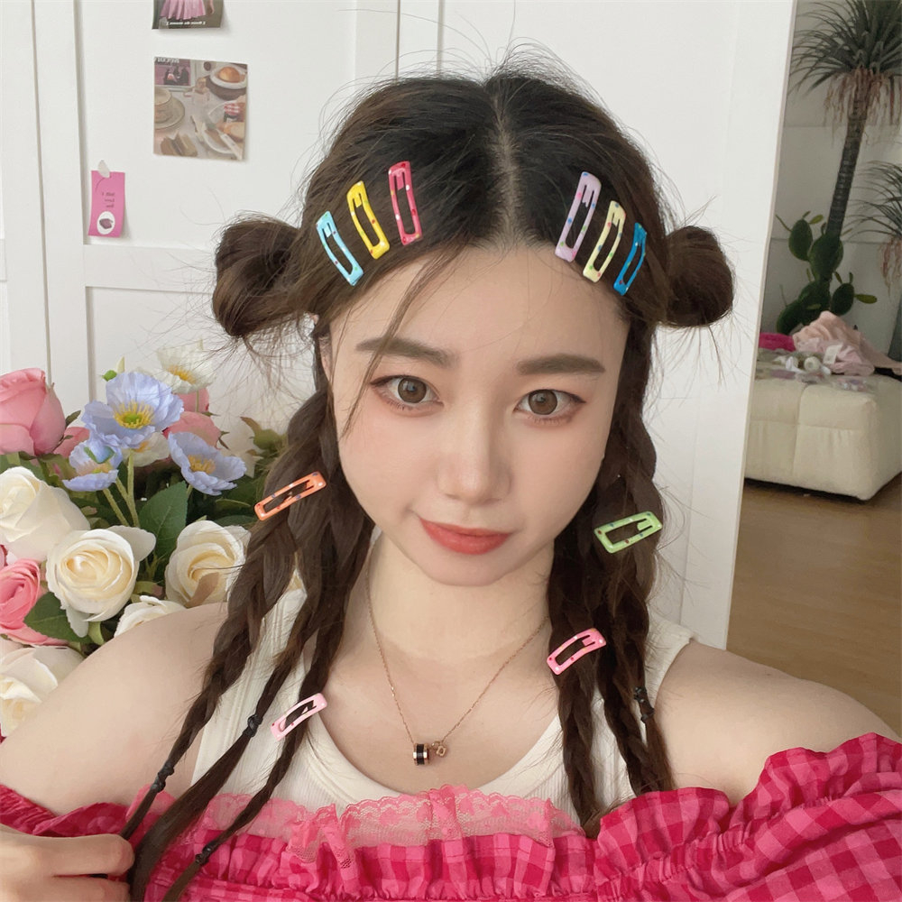 Set 10 Kẹp Tóc Hình Ngôi Sao / Trái Tim Màu Sắc Ngọt Ngào Dễ Thương Cho Nữ
