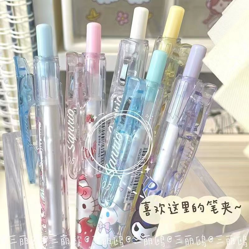 SANRIO Bút Mực Gel Ngòi 0.5Mm Trong Suốt Họa Tiết Hoạt Hình Kulomi Dễ Thương Cho Học Sinh