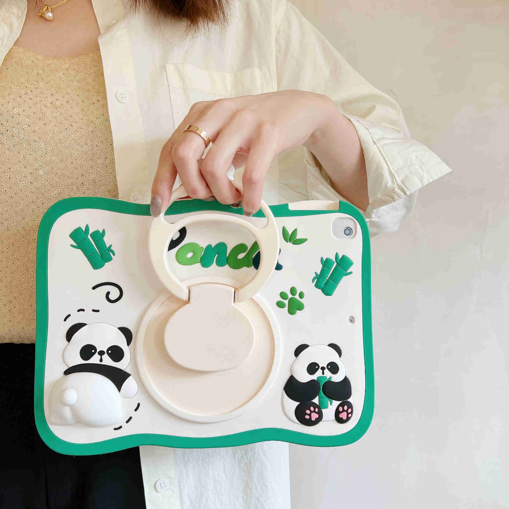 Ốp Máy Tính Bảng Silicon Hình Gấu Trúc Cho IPad Mini 1 2 3 4 5 6 IPad 2 3 4 5 6 IPad Air 4 IPad Pro 10.5 inch Pro 2018 2020 11 inch