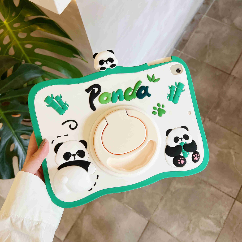 Ốp Máy Tính Bảng Silicon Hình Gấu Trúc Cho IPad Mini 1 2 3 4 5 6 IPad 2 3 4 5 6 IPad Air 4 IPad Pro 10.5 inch Pro 2018 2020 11 inch