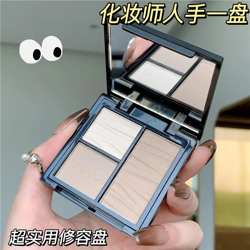 Bảng Phấn Bắt Sáng 3 Màu Lì Và Màu Nhũ Chống Nước Hiệu NOVO NO.5828