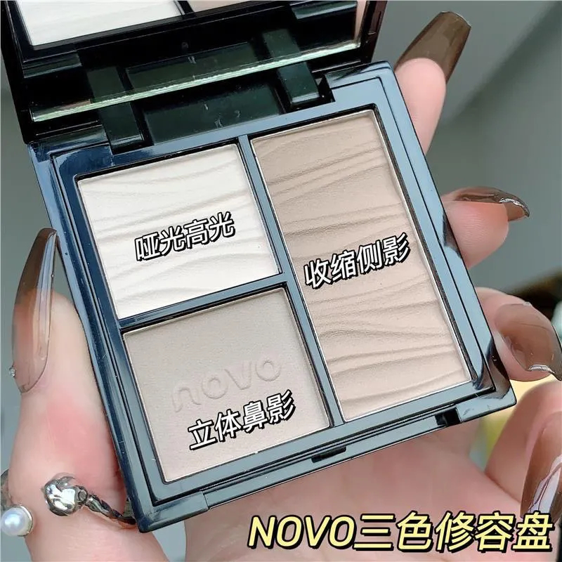 Bảng Phấn Bắt Sáng 3 Màu Lì Và Màu Nhũ Chống Nước Hiệu NOVO NO.5828