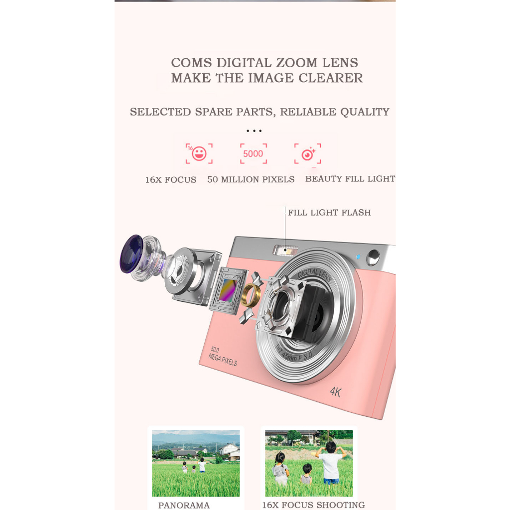 Camera Kỹ Thuật Số HD 4K Video 50MP CCD VLOG 2.88In IPS