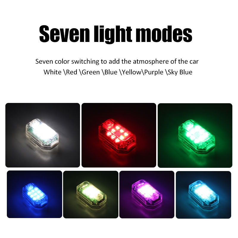 Đèn LED Cảnh Báo Có Điều Khiển Từ Xa 7 Màu Sắc Kèm Sạc Usb Tiện Dụng Cho Xe Hơi / Xe Máy