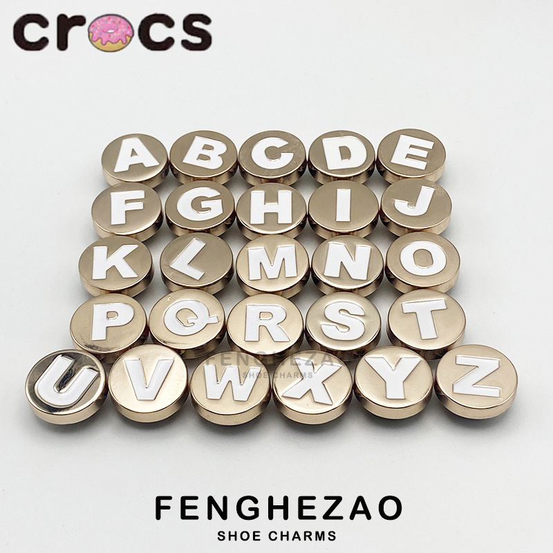 Fhz™ Giá Đỡ Giày Crocs jibbitz / Hạt Cườm Hình Bằng Kim Loại Chất Lượng Cao Phù Hợp Với Nữ