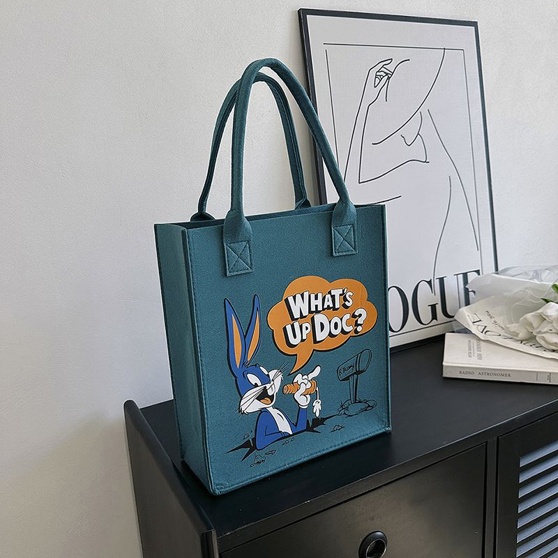 HT XIANSHENG Túi vải Họa Tiết Gấu Dâu Tây Hoạt Hình Cho Nữ Sinh