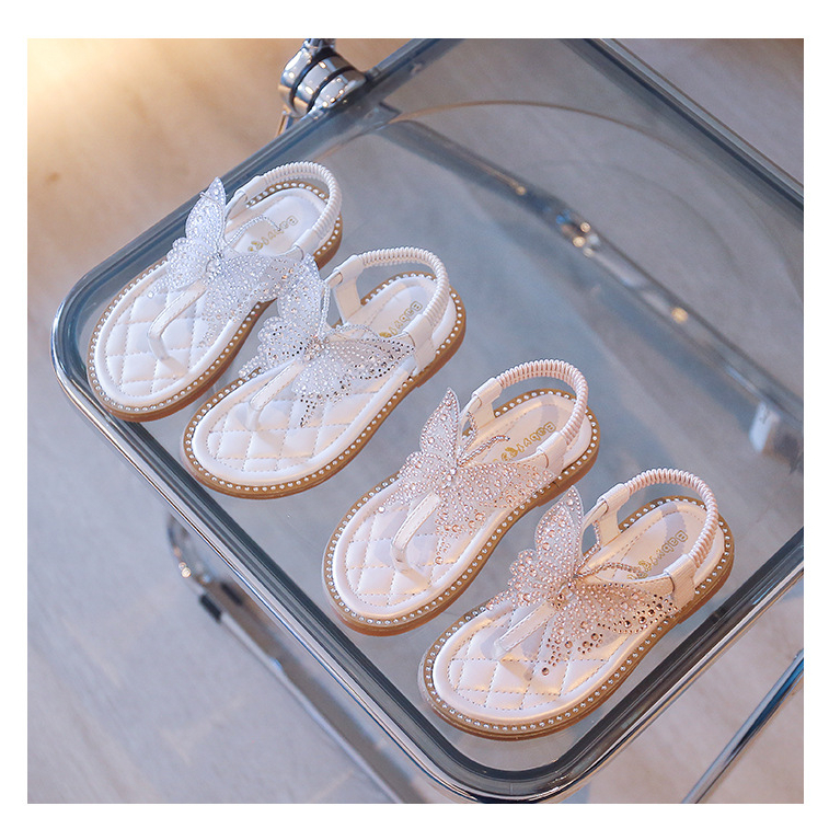 Giày Sandal Công Chúa Hở Ngón Đính Đá Hình Bướm Thời Trang Cho Nữ