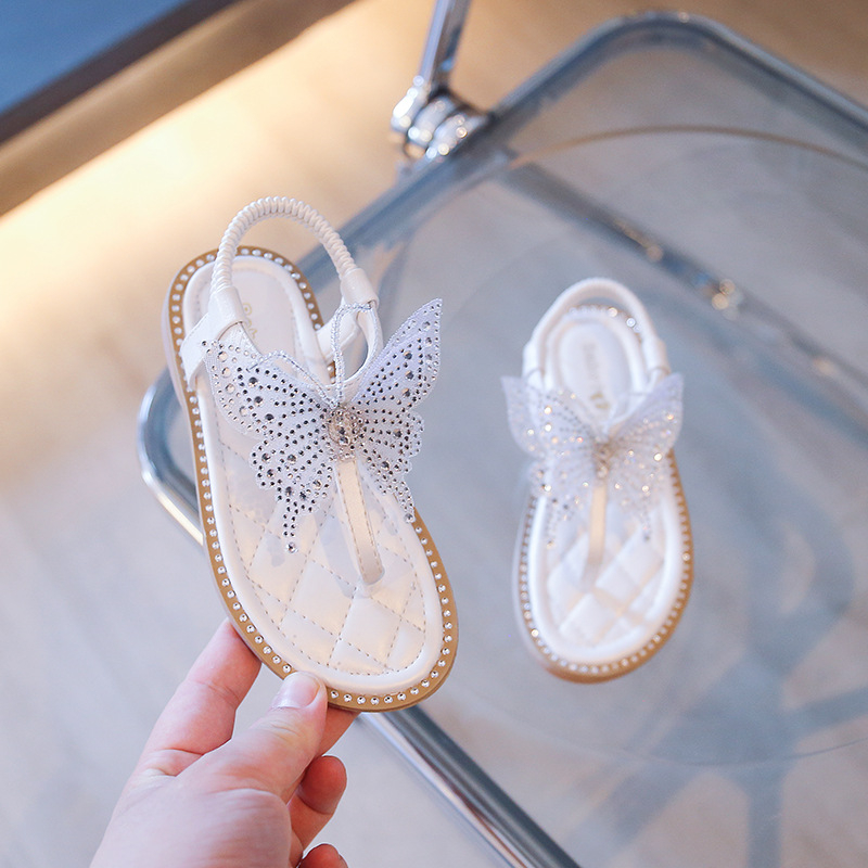 Giày Sandal Công Chúa Hở Ngón Đính Đá Hình Bướm Thời Trang Cho Nữ