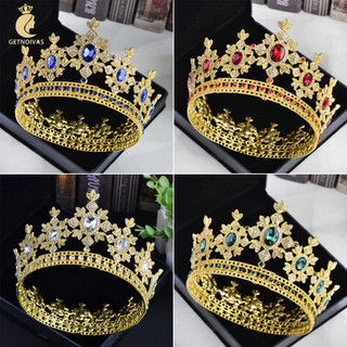 GETNOIVAS Vương miện đính đá Tiara lấp lánh cho lễ hội hóa trang hoàng hậu và vua hoặc tiệc cưới