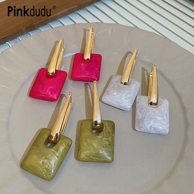Khuyên tai PINKDUDU PD1430 hợp kim acrylic dáng vuông đơn giản sáng tạo thời trang cho nữ