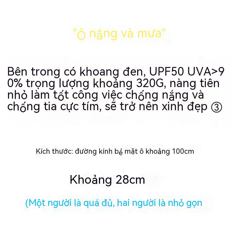 Dù Gấp Ba Khúc Bằng Vinyl Che Mưa Nắng Màu Gradient Hai Cách Dùng Cho Nữ
