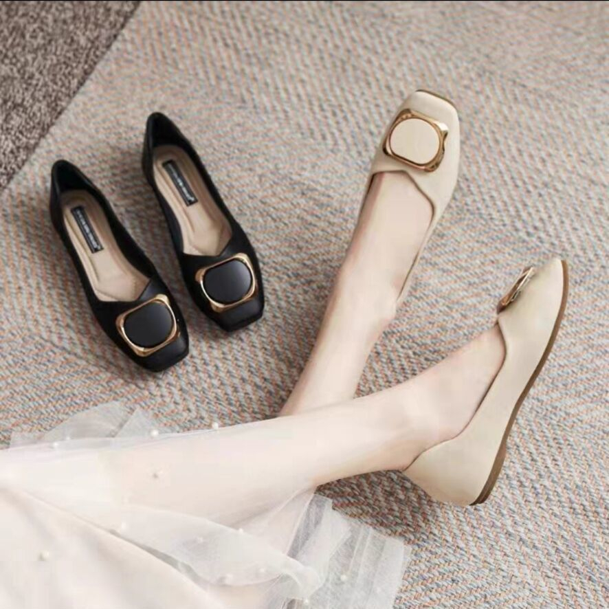Giày Lười Da Mềm Mũi Vuông Thoải Mái Thời Trang Mùa Hè Cho Nữ