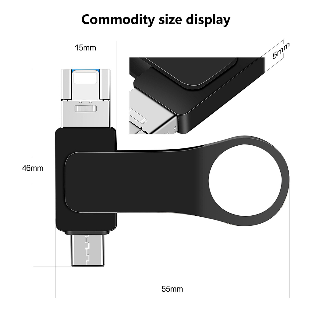 Ổ Đĩa Mềm Ngoài 3 Trong 1 Cổng USB Cho Type-C / iPhone / iPad / Máy Tính / Laptop / PC 1TB